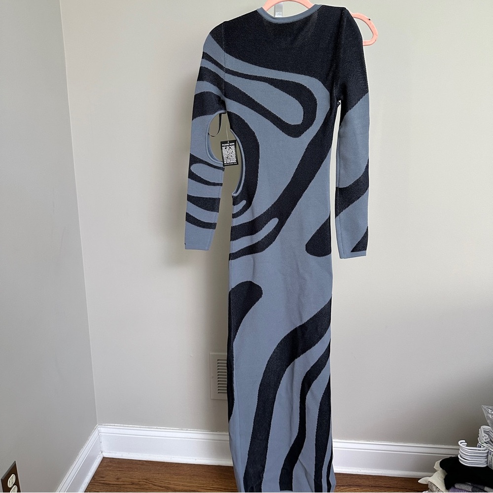 HERVE LEGER ABSTRACT JACQUARD GOWN size XS NWT - Picture 7 of 8
